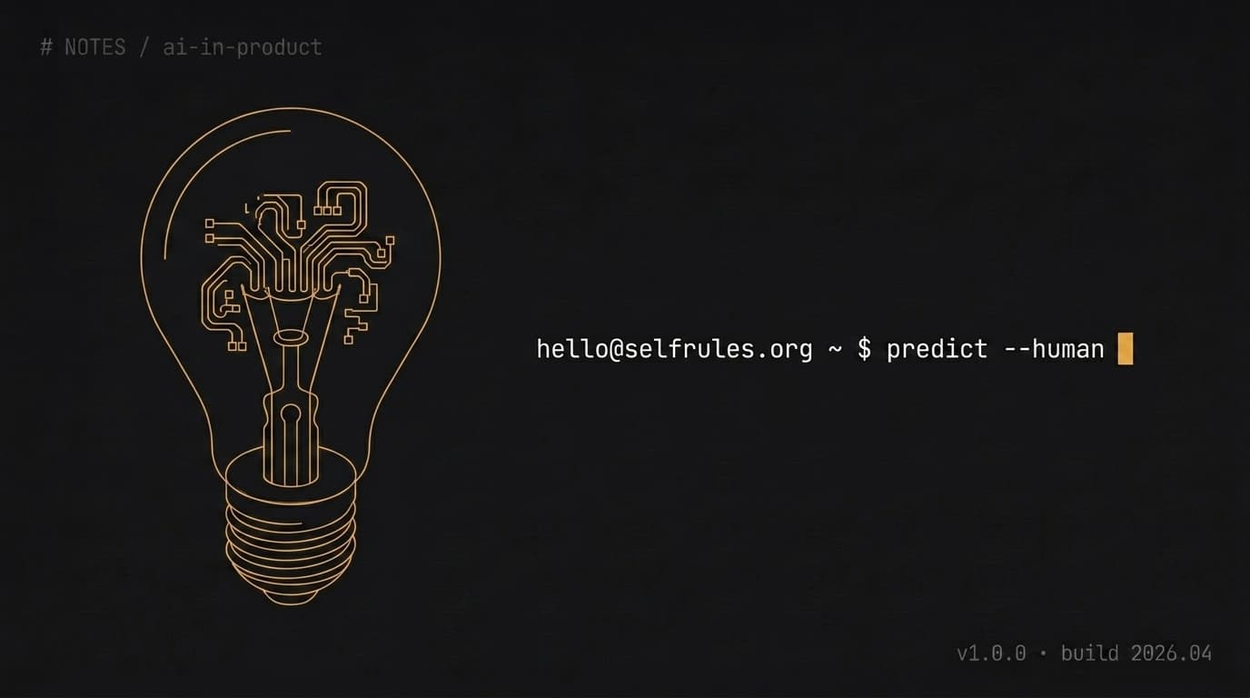 Wireframe illustration of a lightbulb with circuit filament — hello@selfrules.org ~ $ predict --human